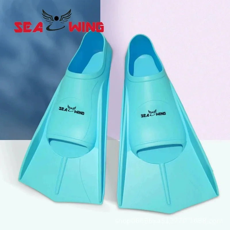 Swimming training with fins wrapped around the feet