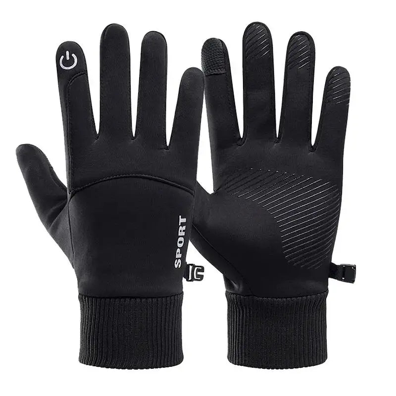 Black Winter Warm Full Fingers Waterproof Cycling Outdoor Sports Running  Ski Touch Screen Fleece Gloves