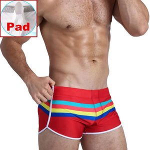 Mens Swimsuit Swim Trunks Strip Swimwear