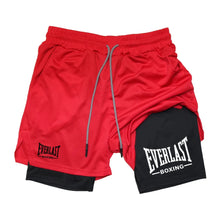 Load image into Gallery viewer, Men's compression gym shorts, EVERLAST printed sports pants
