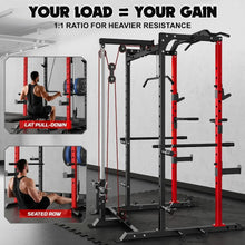 Load image into Gallery viewer, C1-V4 Power Cage, 2000LBS Squat Rack with LAT Pulldown, Multi-Function
