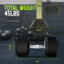 Load image into Gallery viewer, BalanceFrom Rubber Encased Hex Dumbbells, 45 lbs Pair, Black
