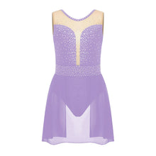 Load image into Gallery viewer, Children Mesh Skating Skirted Bodysuit
