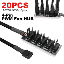 Load image into Gallery viewer, 20-1PCS 40cm 1 to 5 4Pin PWM Hub Fan 4PIN/3PIN CPU Cooling Fan
