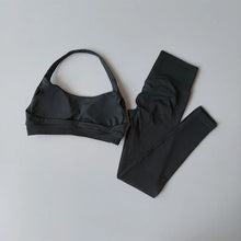 Load image into Gallery viewer, Seamless Women's Beauty Back Sports Bra Lingerie Peach Buttocks Fitness High Waist Legigngs Gym  Pilates Set
