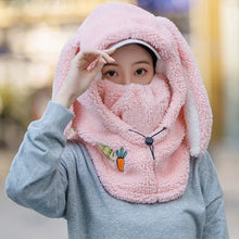 Load image into Gallery viewer, Winter Wool Ski Hat Scarf Warm Ski Helmet Cover Comfortable Soft Casual Cartoon Cute Bunny Ears
