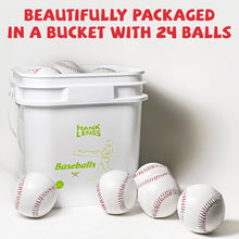 Load image into Gallery viewer, Bucket of Baseballs - 24 Pack Standard Size Adult Training Balls for Pitching, Hitting, Fielding - Unmarked &amp; Leather Covered Pr
