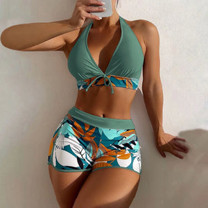 Shorts Bikinis Set  High Waist Swimsuit Women Swimwear