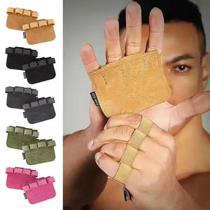 1 Pair Cowhide Weightlifting Gloves