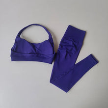 Load image into Gallery viewer, Seamless Women's Beauty Back Sports Bra Lingerie Peach Buttocks Fitness High Waist Legigngs Gym  Pilates Set
