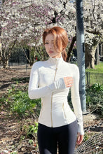 Load image into Gallery viewer, LULU FLORA Gold zipper jacket yoga stand collar, slim-fitting, quick-dry, breathable for sports and running
