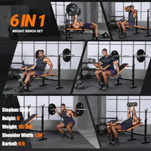 Load image into Gallery viewer, 6 in 1 Space Saving Weight Bench Set for Home Gym
