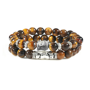 2pcs/set Buddha Head Bracelet for Women Men