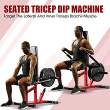 Load image into Gallery viewer, Seated Dip Machine Plate Loaded- Tricep Dip Press Machine with Cable Bar for Biceps Chest Training
