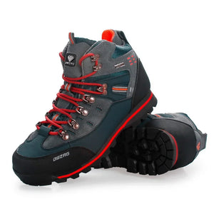 Genuine Leather Men's Hiking Shoes Men High-top Waterproof Mountain Sneakers Outdoor Climbing