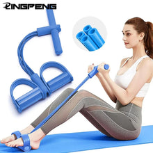 Load image into Gallery viewer, Multifunction Tension Rope 4-Tube Elastic Yoga Pedal Puller Resistance Band Tension Rope for Leg Stretching
