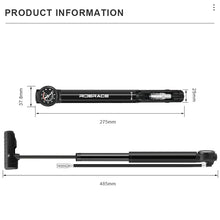 Load image into Gallery viewer, RIDERACE Bicycle Pump With Gauge High-pressure Portable Hand Tire Air Inflator
