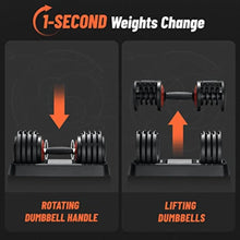 Load image into Gallery viewer, 25/55 lbs Pair Adjustable Dumbbell Fast Adjust Dumbbell Weight for Exercises

