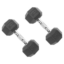 Load image into Gallery viewer, 50 lb Rubber Hex Dumbbell Weight Set

