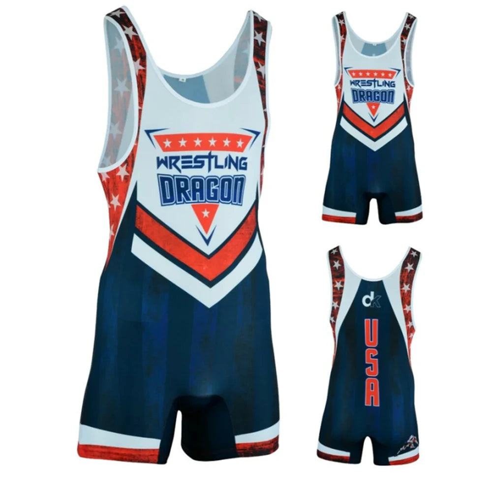Men's Singlet Wrestling Suit Gym Training Wrestling Singlets Weightlifting