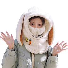 Load image into Gallery viewer, Winter Wool Ski Hat Scarf Warm Ski Helmet Cover Comfortable Soft Casual Cartoon Cute Bunny Ears
