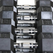 Load image into Gallery viewer, Rubber Coated Hex Dumbbell Set with Two Tier Premium Storage Rack
