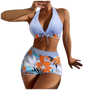 Shorts Bikinis Set  High Waist Swimsuit Women Swimwear