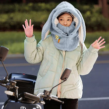 Load image into Gallery viewer, Winter Wool Ski Hat Scarf Warm Ski Helmet Cover Comfortable Soft Casual Cartoon Cute Bunny Ears
