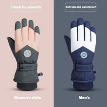 Load image into Gallery viewer, Winter Unisex Snowboard Ski Gloves PU Leather Non-slip Touch Screen Waterproof Motorcycle Cycling Fleece Warm Snow Gloves
