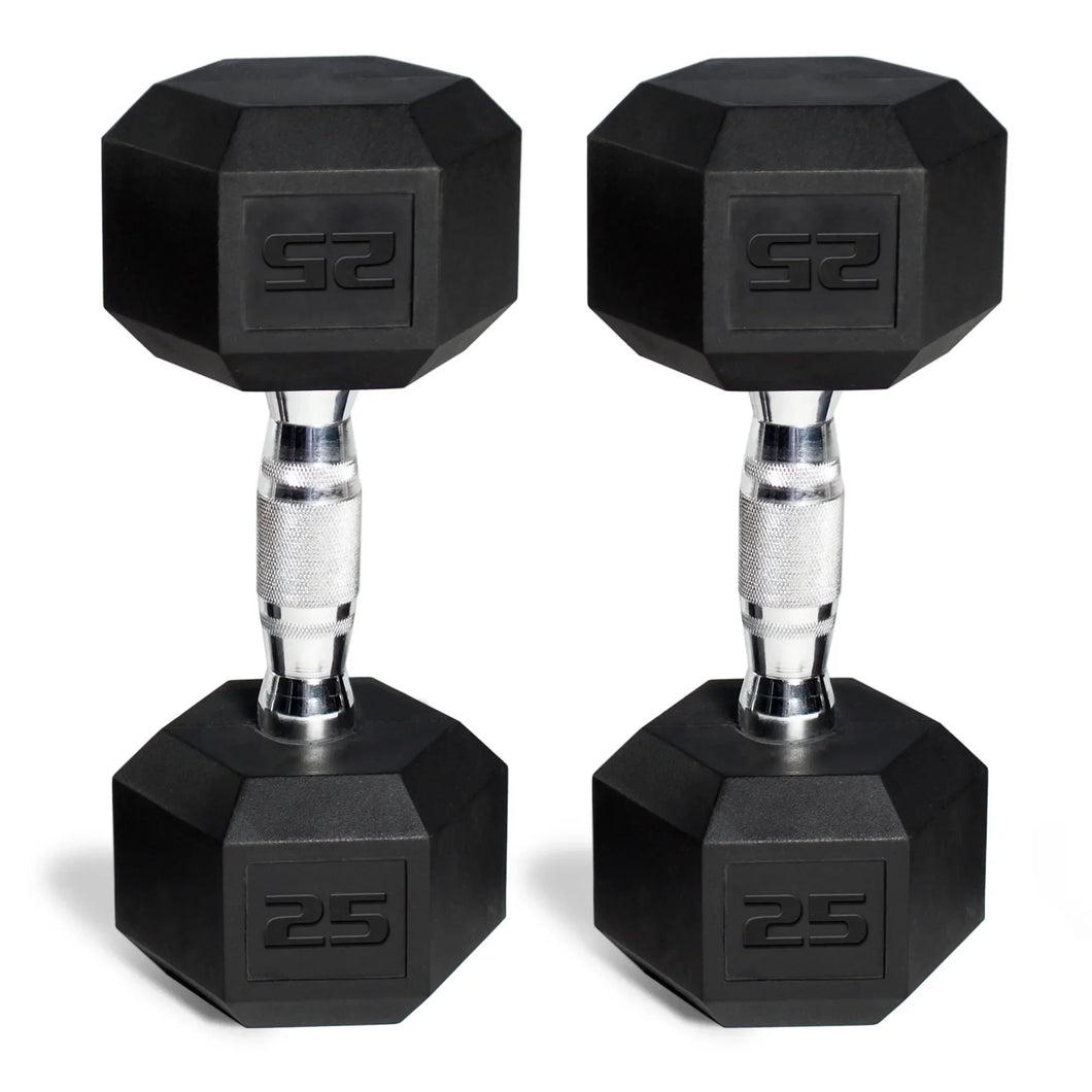 50 lb Rubber Hex Dumbbell Weight Set