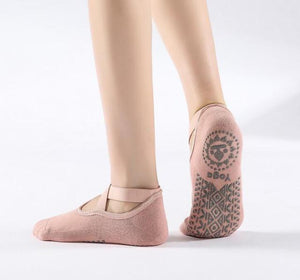 Yoga Socks for Women Non-Slip Grips & Straps, Bandage Cotton Sock, Ideal for Pilates - owens-gym